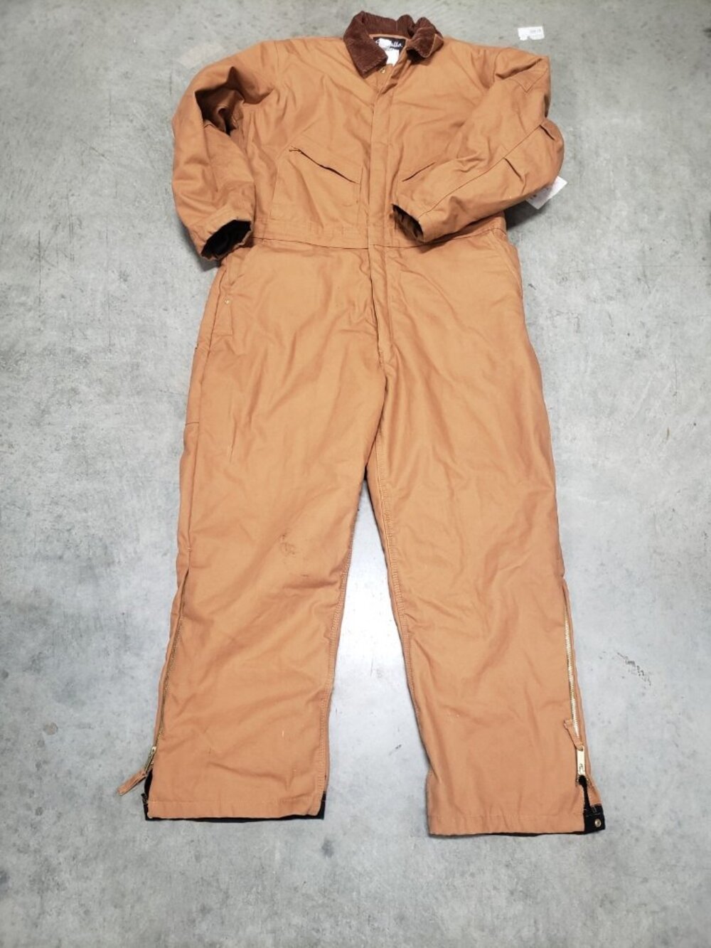 Walls Insulated Coveralls Mens Brown Cotton Duck Canvas Workwear XLR 46-48 Chest